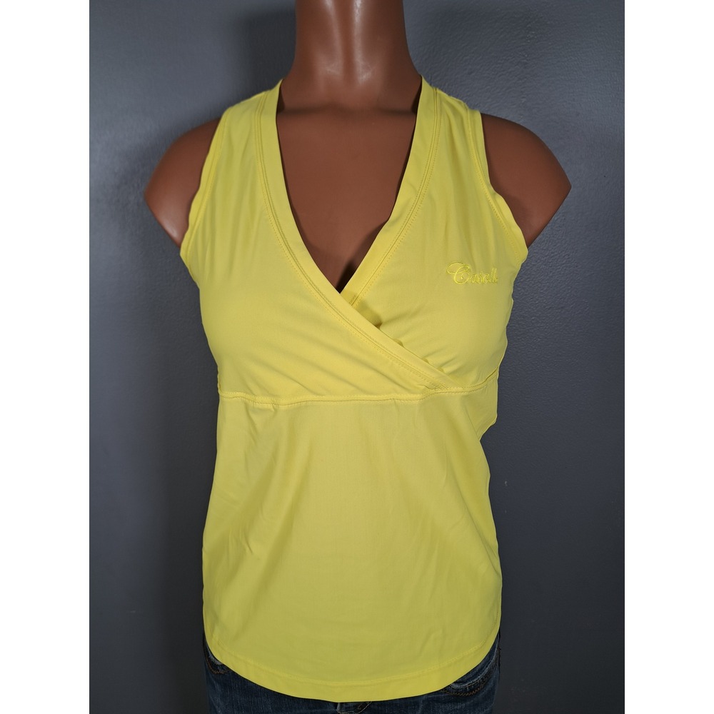 Casall Womens Yellow Racerback Activewear Tank Top Surplice V-Neck Size M
